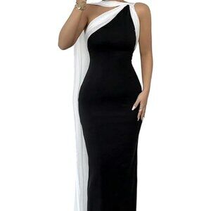 GORGLITTER Women's Formal Bodycon Maxi Evening Dress One Shoulder Sleeveless